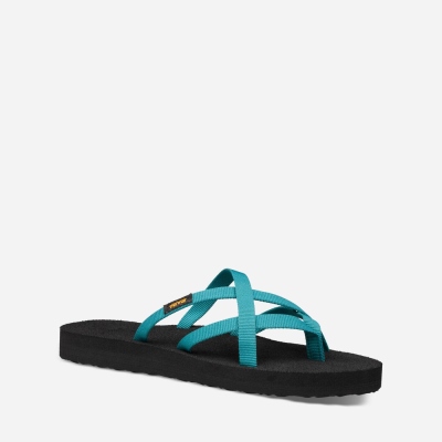 Teva Olowahu - Women's Teva Flip Flops - Deep Green / Black | India (GYRQ97043)